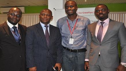 L-R: Peter Boglo, core technology competency leader, Oracle, Adebayo Sanni, country director, Oracle, Femi Longe, director, Co-Creation Hub and Adepegba Oduntan, program manager, West Africa, Oracle during Oracle’s visit to the Hub in Lagos recently.